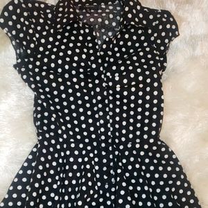 Black and white polkadot dress